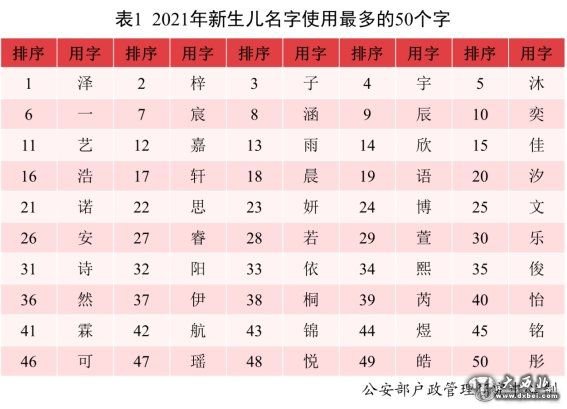 2021年全国姓名报告发布